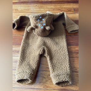 Zippered brown fawn jumper/body suit with hood